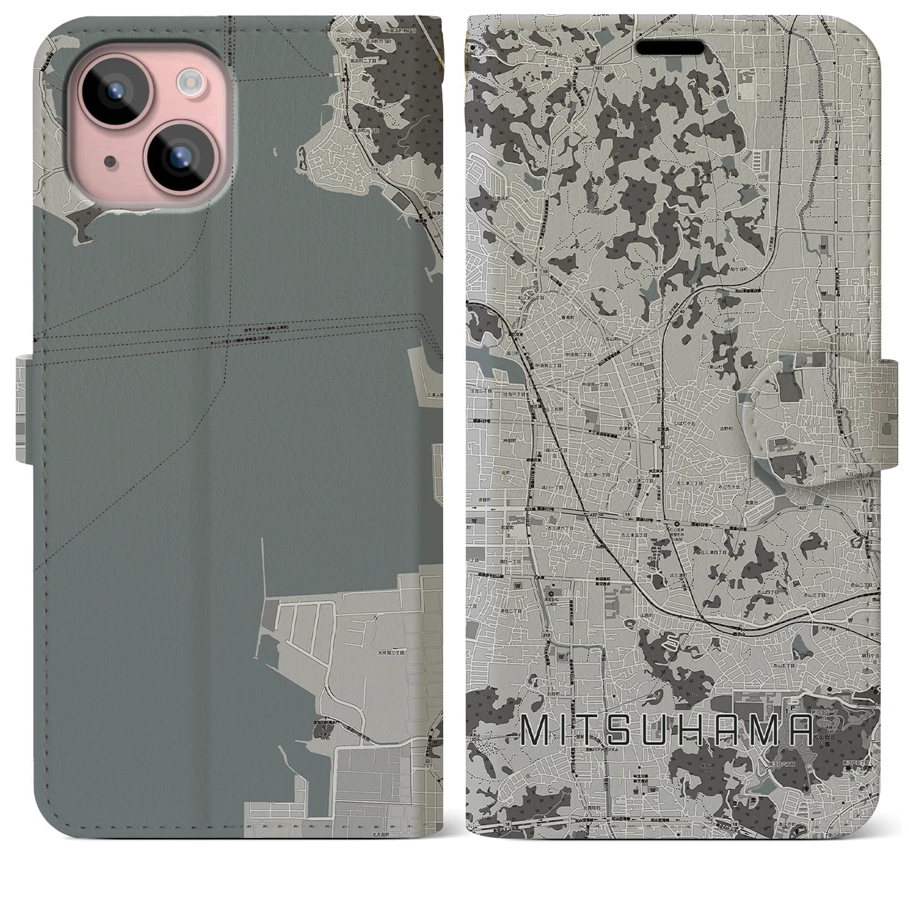 【三津浜(愛媛県)】地図柄iPhoneケース(手帳タイプ)