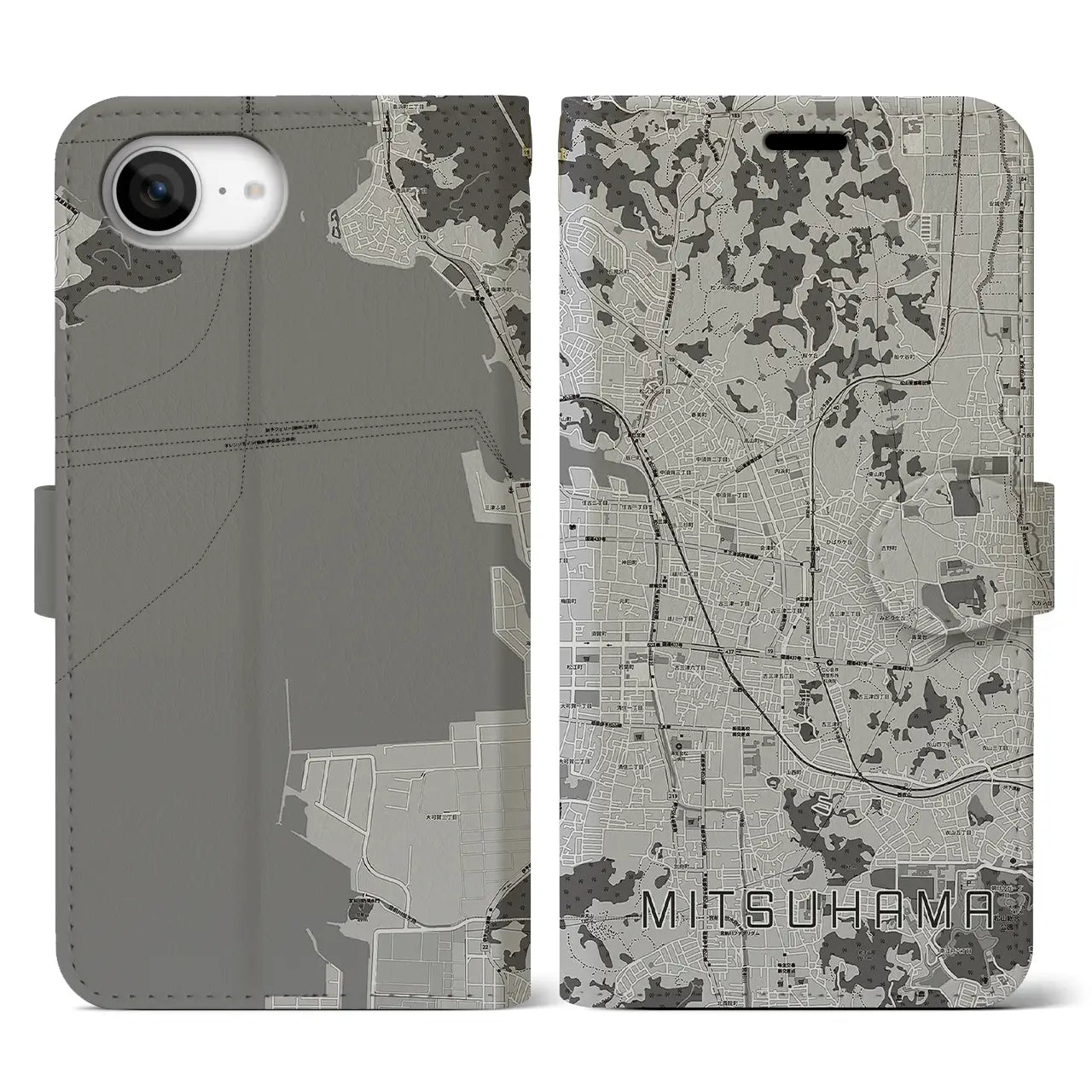 【三津浜(愛媛県)】地図柄iPhoneケース(手帳タイプ)