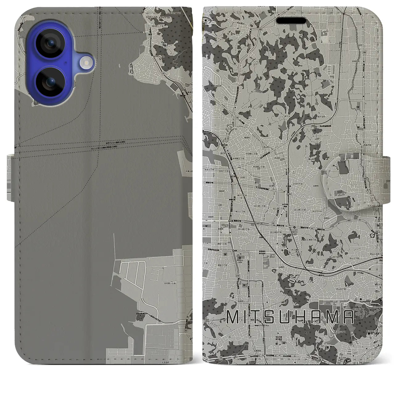 【三津浜(愛媛県)】地図柄iPhoneケース(手帳タイプ)