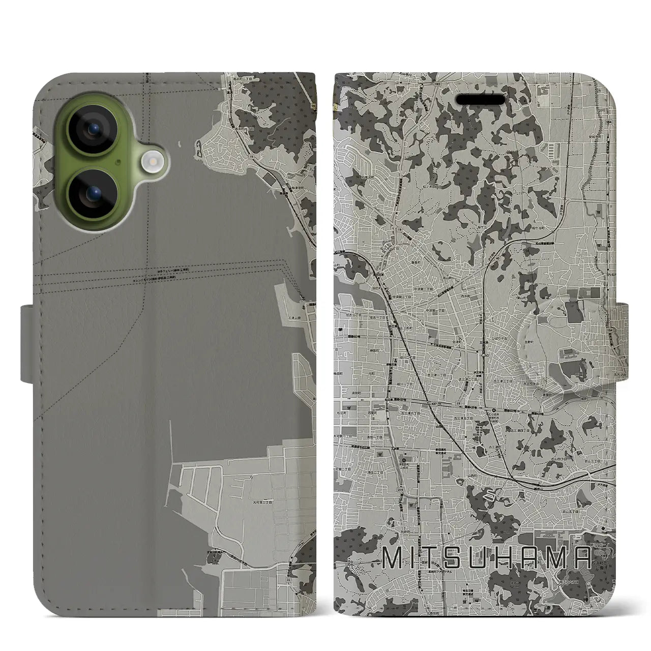 【三津浜(愛媛県)】地図柄iPhoneケース(手帳タイプ)