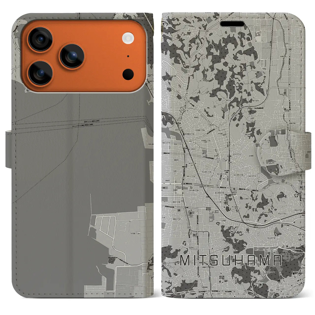 【三津浜(愛媛県)】地図柄iPhoneケース(手帳タイプ)