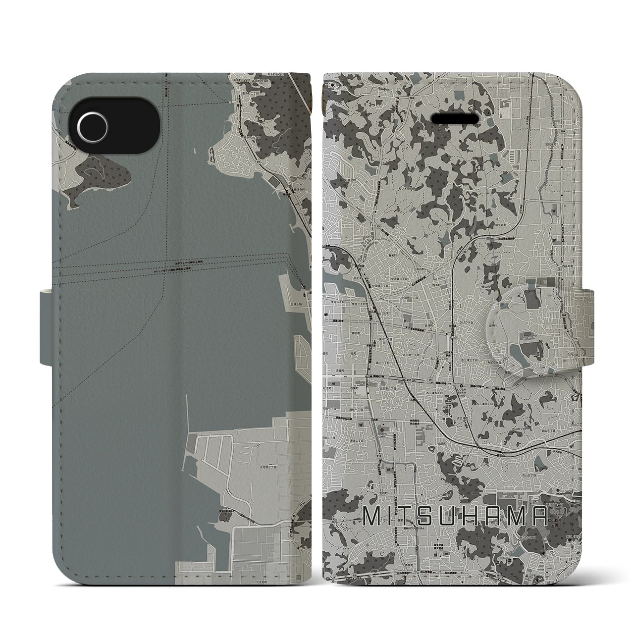 【三津浜(愛媛県)】地図柄iPhoneケース(手帳タイプ)