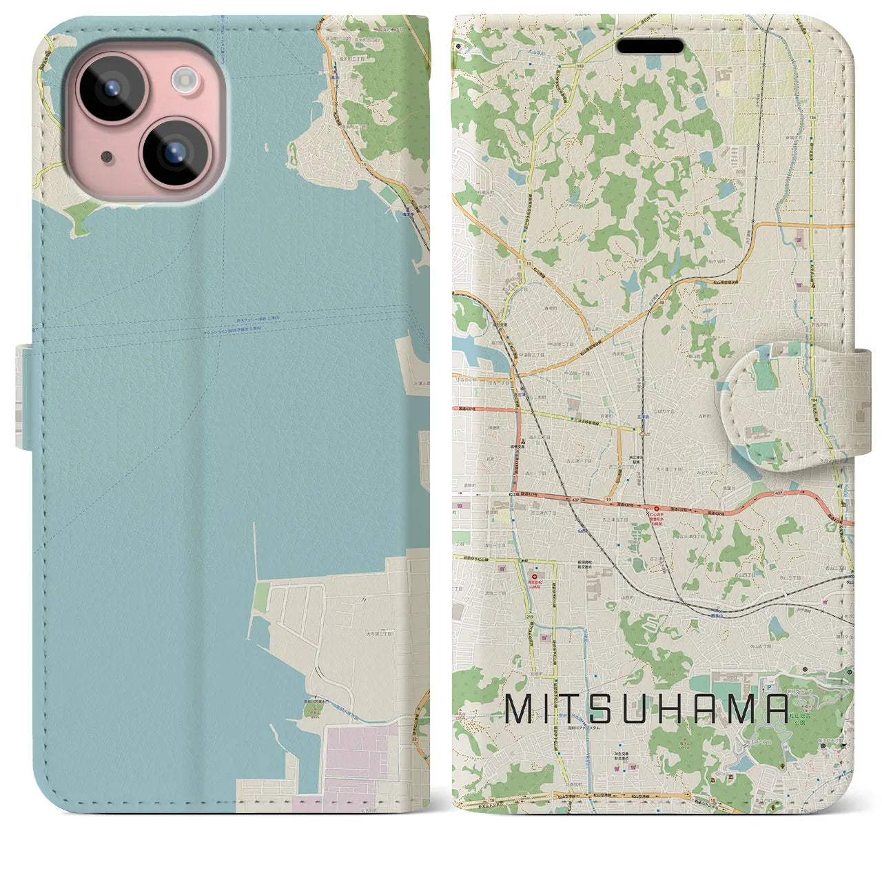 【三津浜(愛媛県)】地図柄iPhoneケース(手帳タイプ)