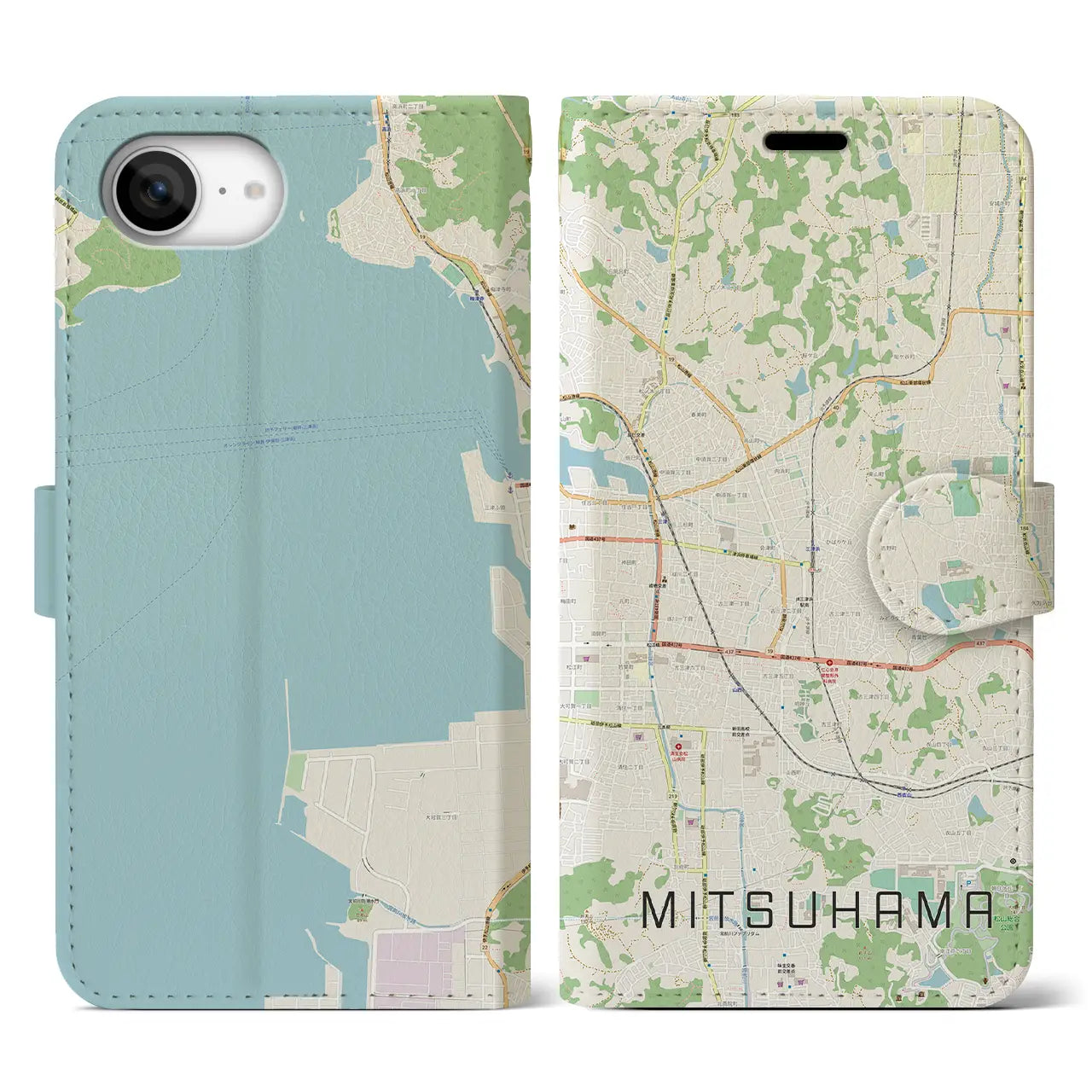 【三津浜(愛媛県)】地図柄iPhoneケース(手帳タイプ)