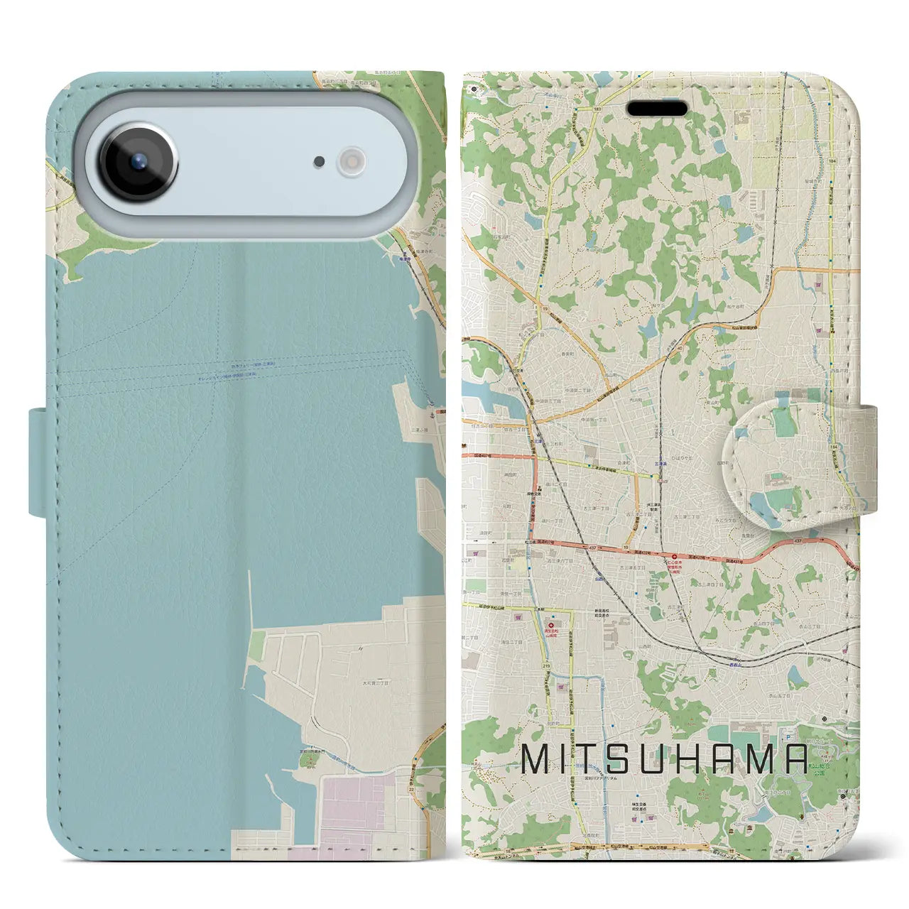 【三津浜(愛媛県)】地図柄iPhoneケース(手帳タイプ)