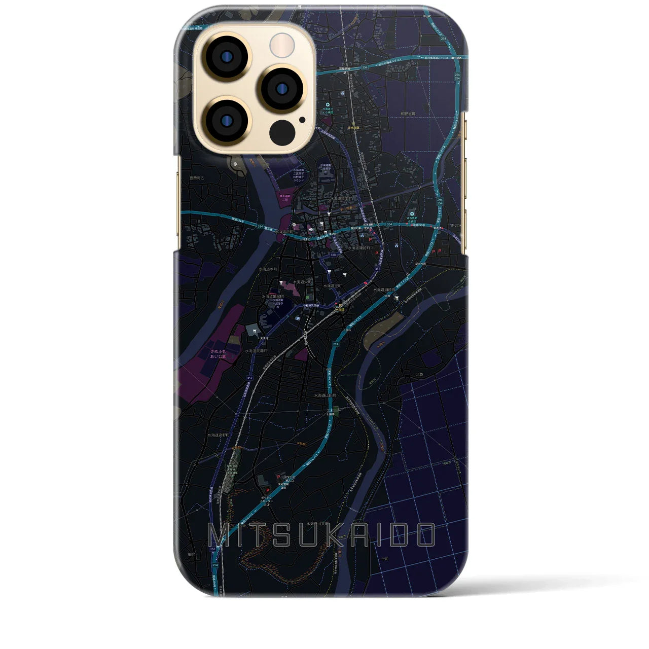 【水海道(茨城県)】地図柄iPhoneケース(バックカバータイプ)