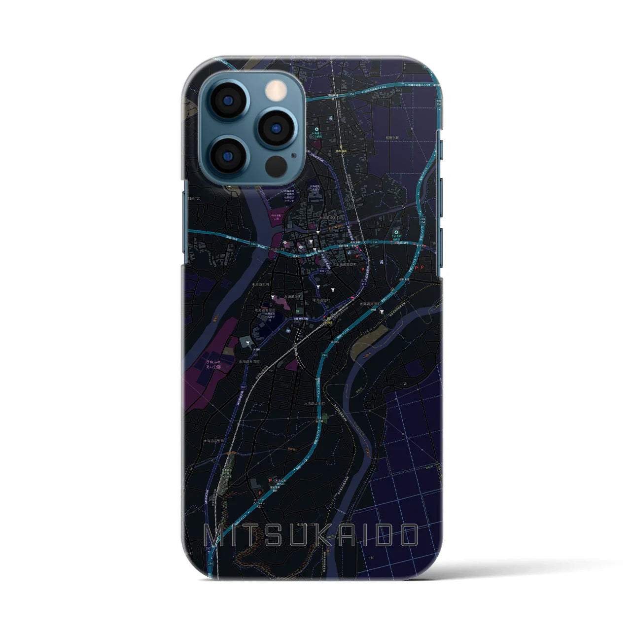 【水海道(茨城県)】地図柄iPhoneケース(バックカバータイプ)