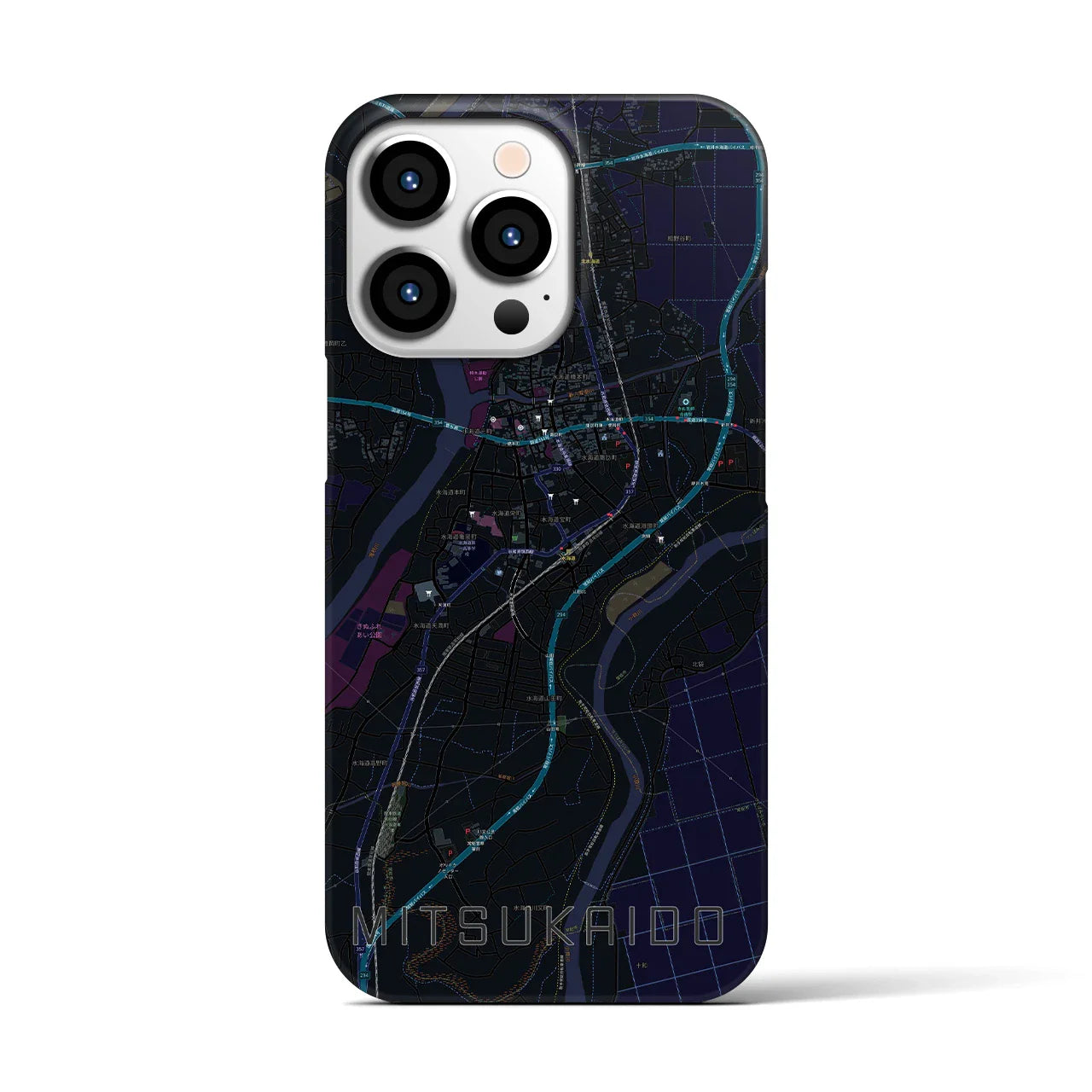 【水海道(茨城県)】地図柄iPhoneケース(バックカバータイプ)