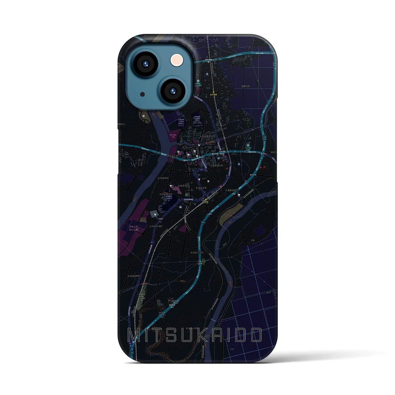 【水海道(茨城県)】地図柄iPhoneケース(バックカバータイプ)