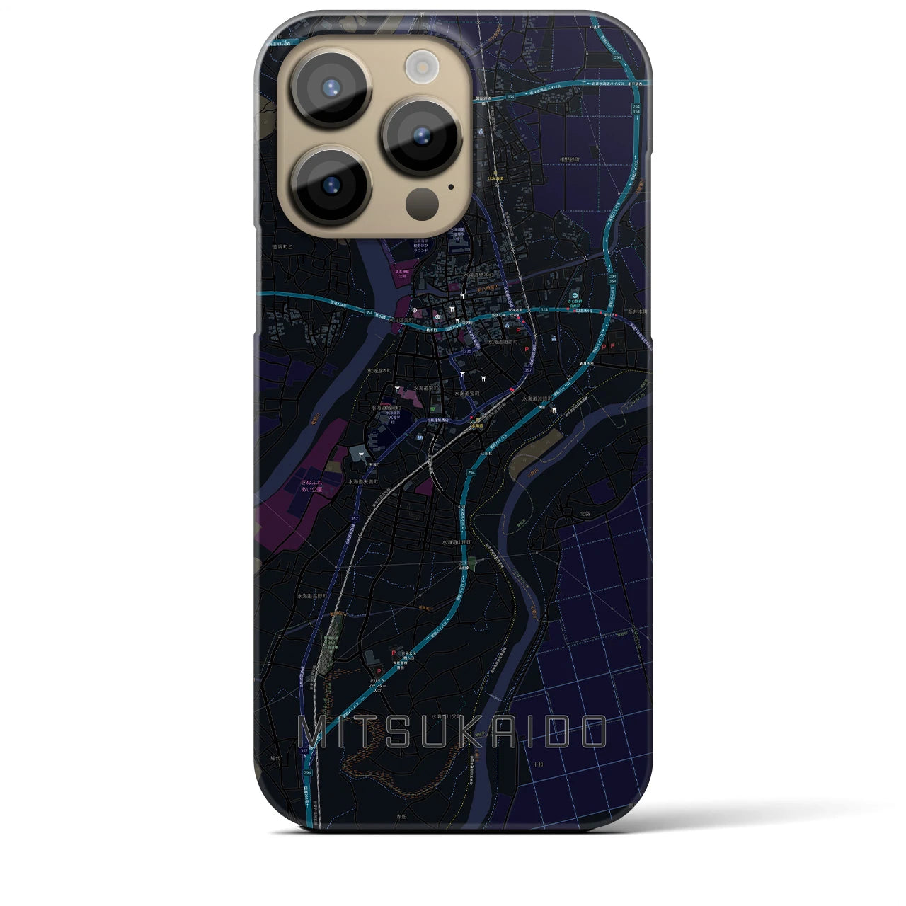 【水海道(茨城県)】地図柄iPhoneケース(バックカバータイプ)