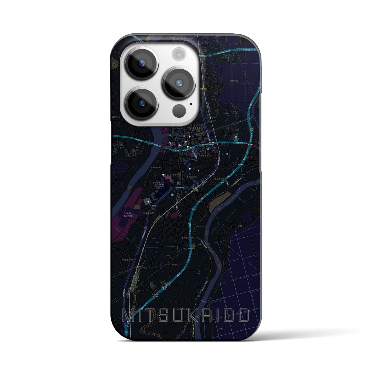 【水海道(茨城県)】地図柄iPhoneケース(バックカバータイプ)