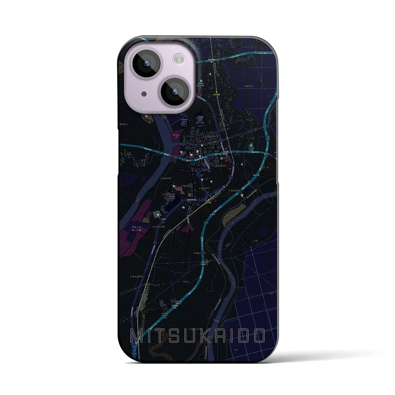 【水海道(茨城県)】地図柄iPhoneケース(バックカバータイプ)