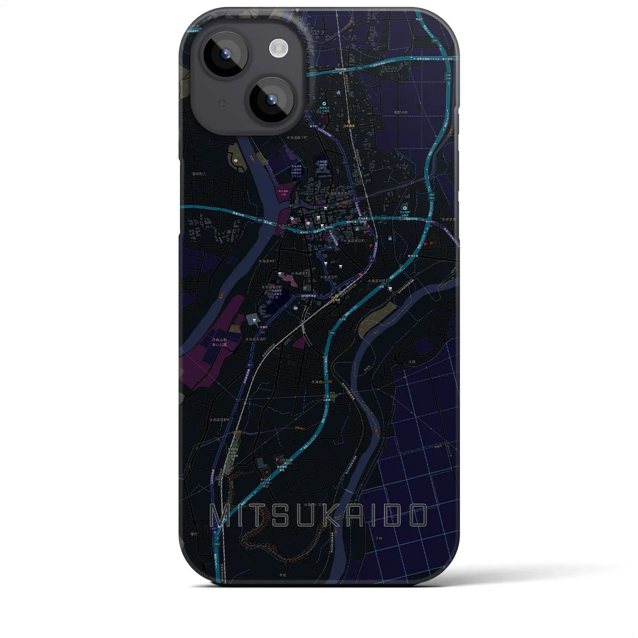 【水海道(茨城県)】地図柄iPhoneケース(バックカバータイプ)