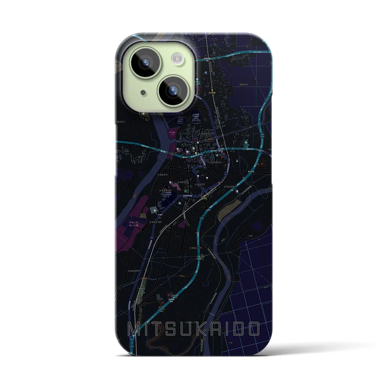 【水海道(茨城県)】地図柄iPhoneケース(バックカバータイプ)