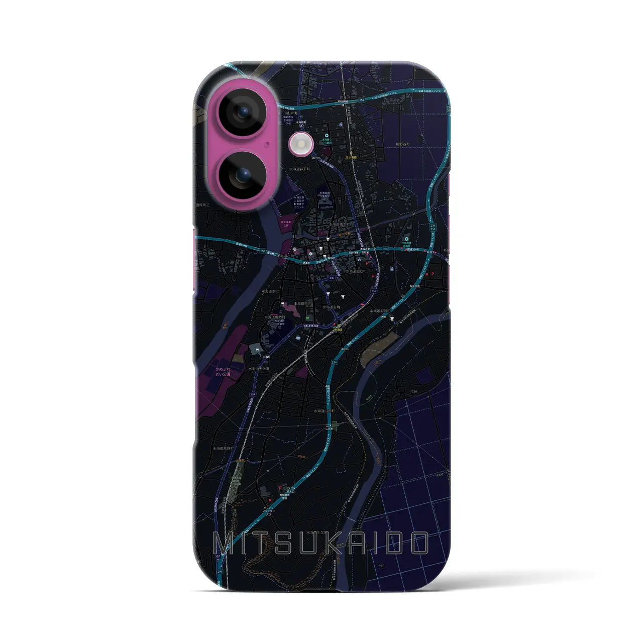 【水海道(茨城県)】地図柄iPhoneケース(バックカバータイプ)
