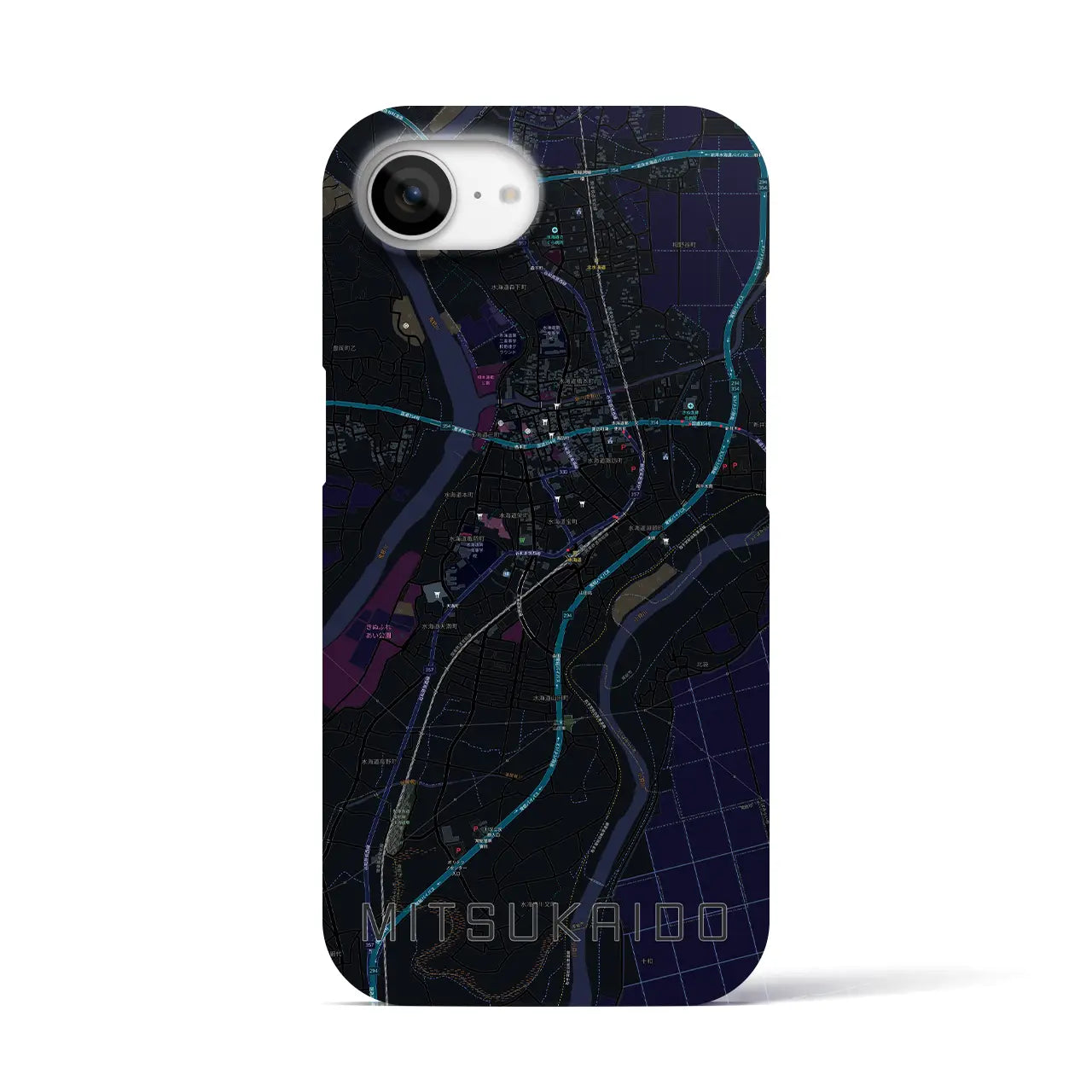 【水海道(茨城県)】地図柄iPhoneケース(バックカバータイプ)