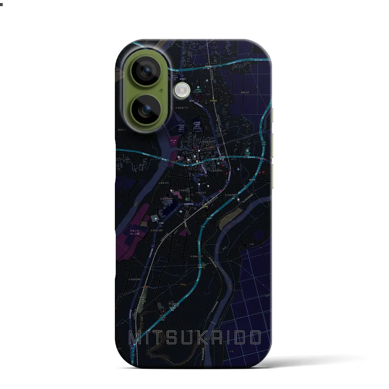 【水海道(茨城県)】地図柄iPhoneケース(バックカバータイプ)