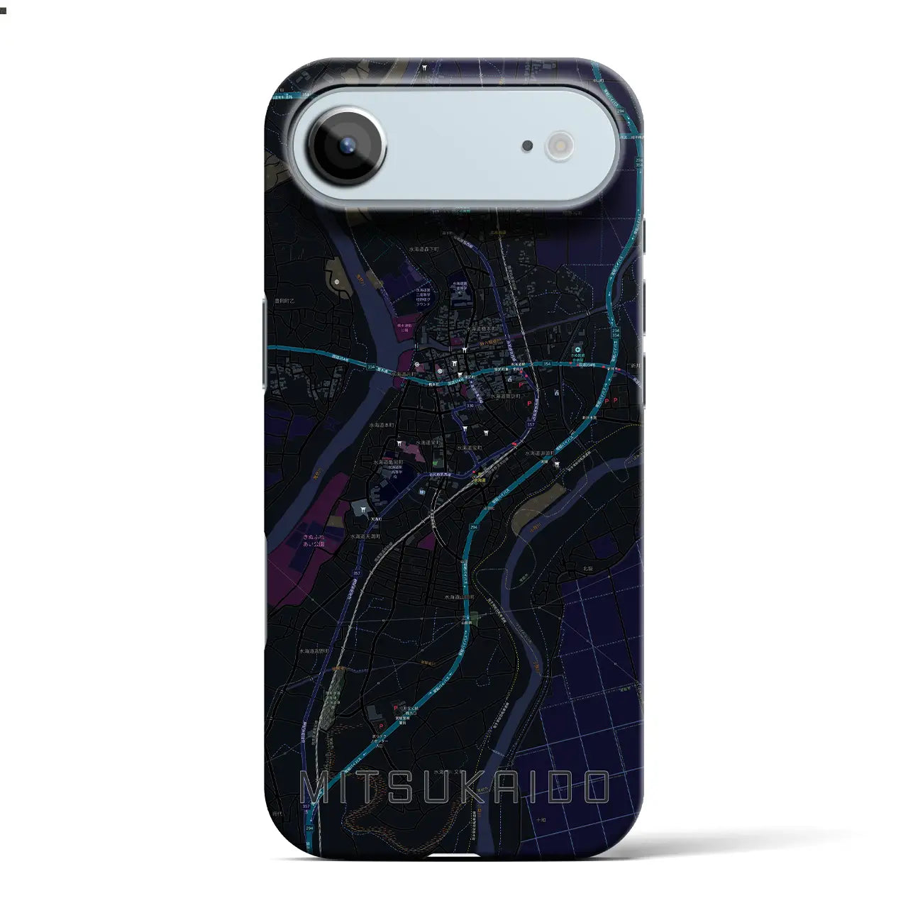 【水海道(茨城県)】地図柄iPhoneケース(バックカバータイプ)