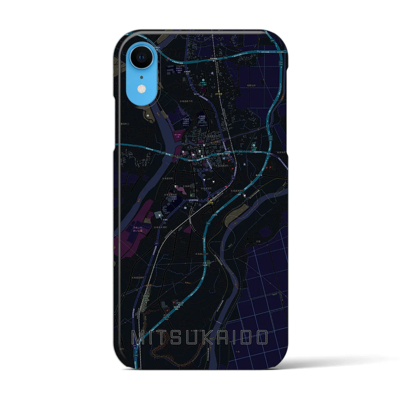 【水海道(茨城県)】地図柄iPhoneケース(バックカバータイプ)