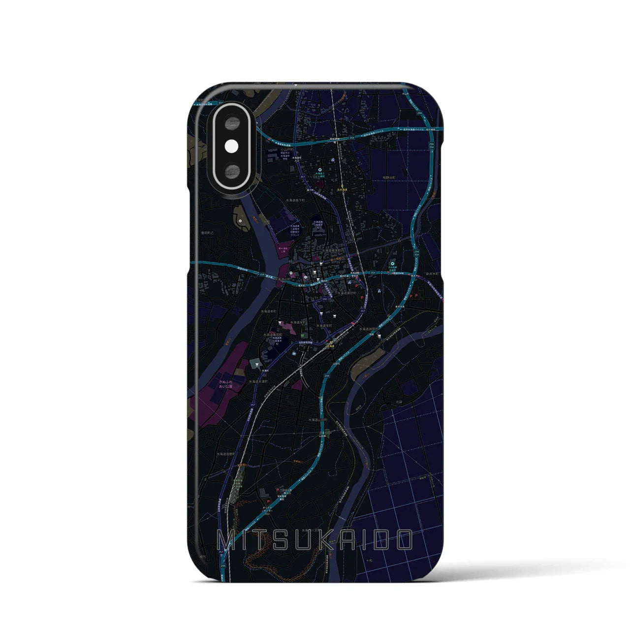 【水海道(茨城県)】地図柄iPhoneケース(バックカバータイプ)