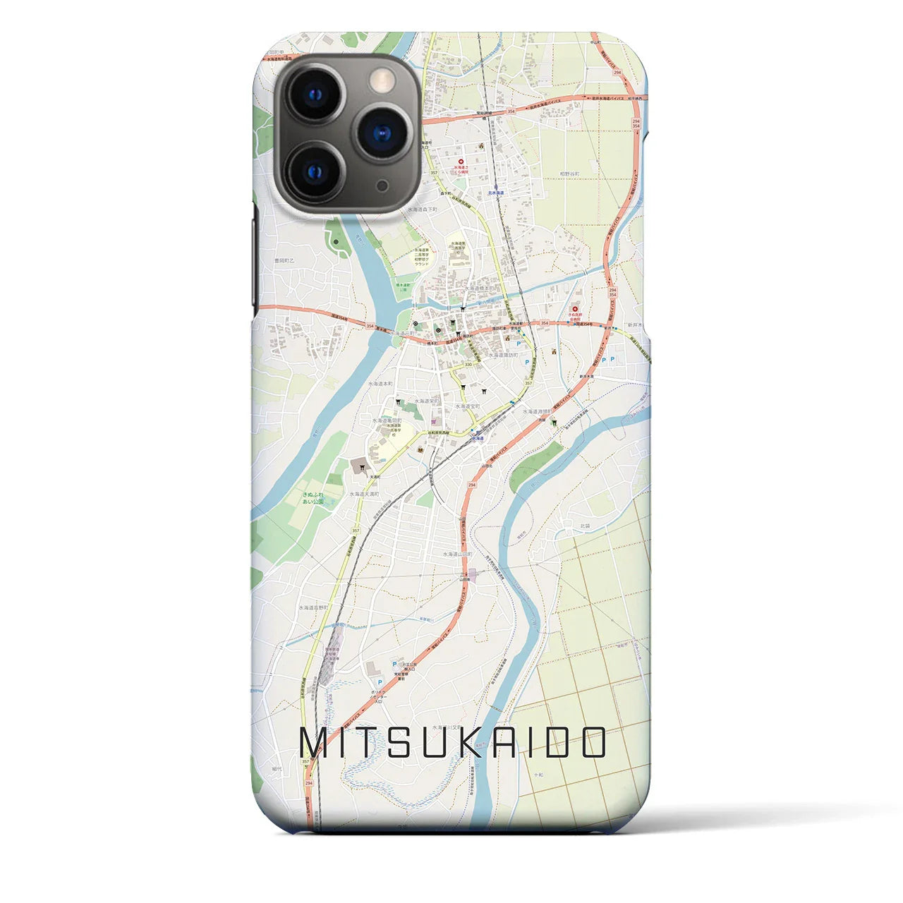 【水海道(茨城県)】地図柄iPhoneケース(バックカバータイプ)