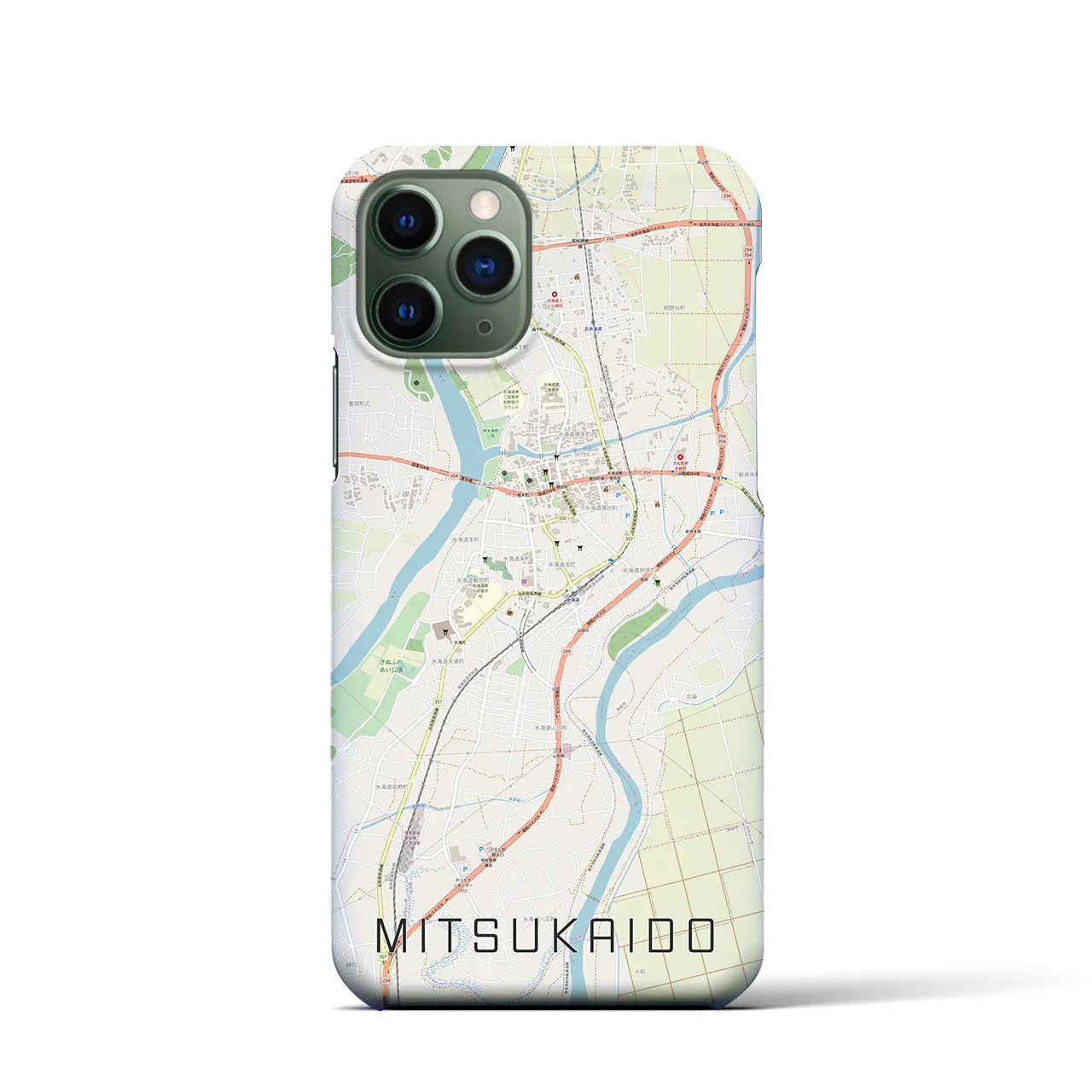 【水海道(茨城県)】地図柄iPhoneケース(バックカバータイプ)