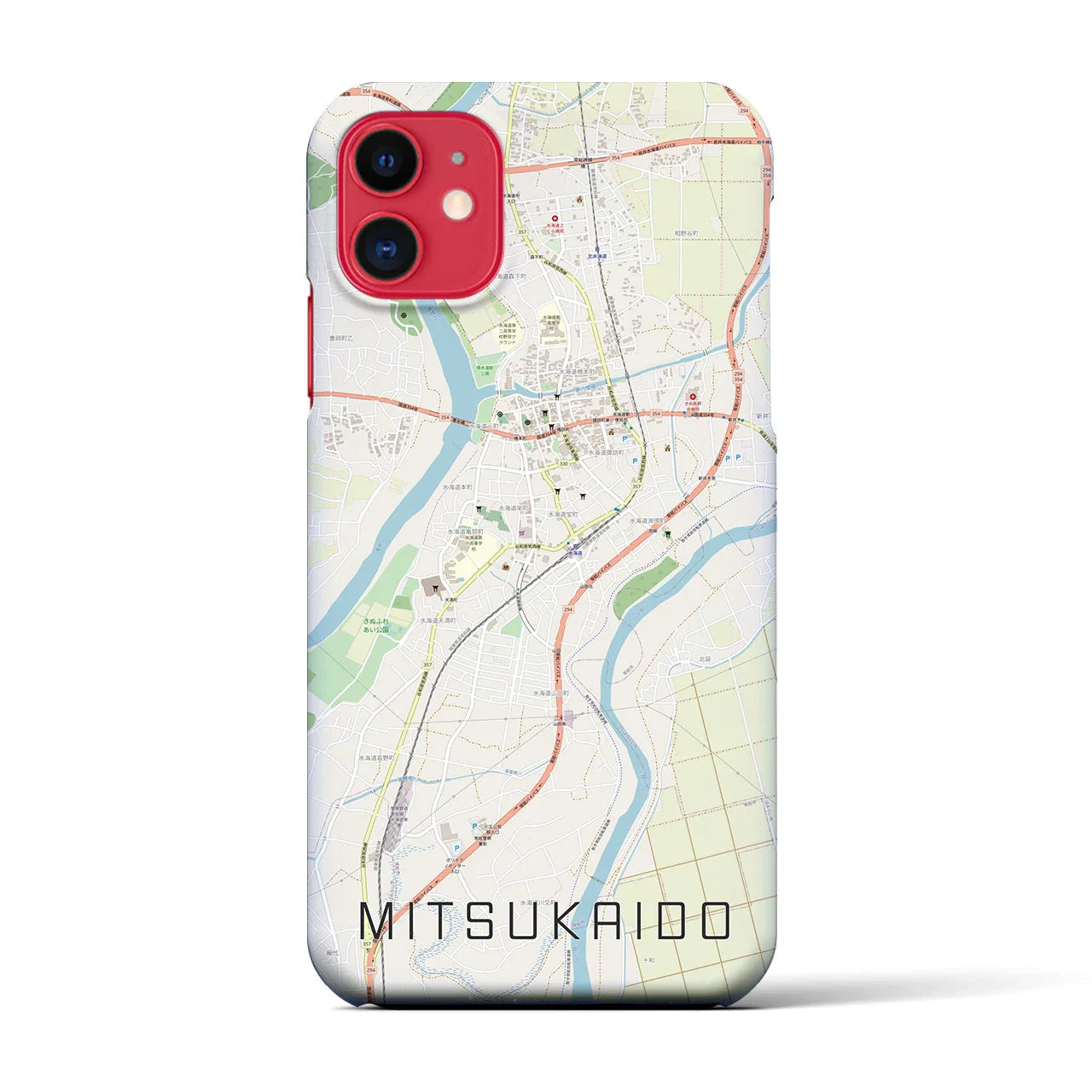 【水海道(茨城県)】地図柄iPhoneケース(バックカバータイプ)