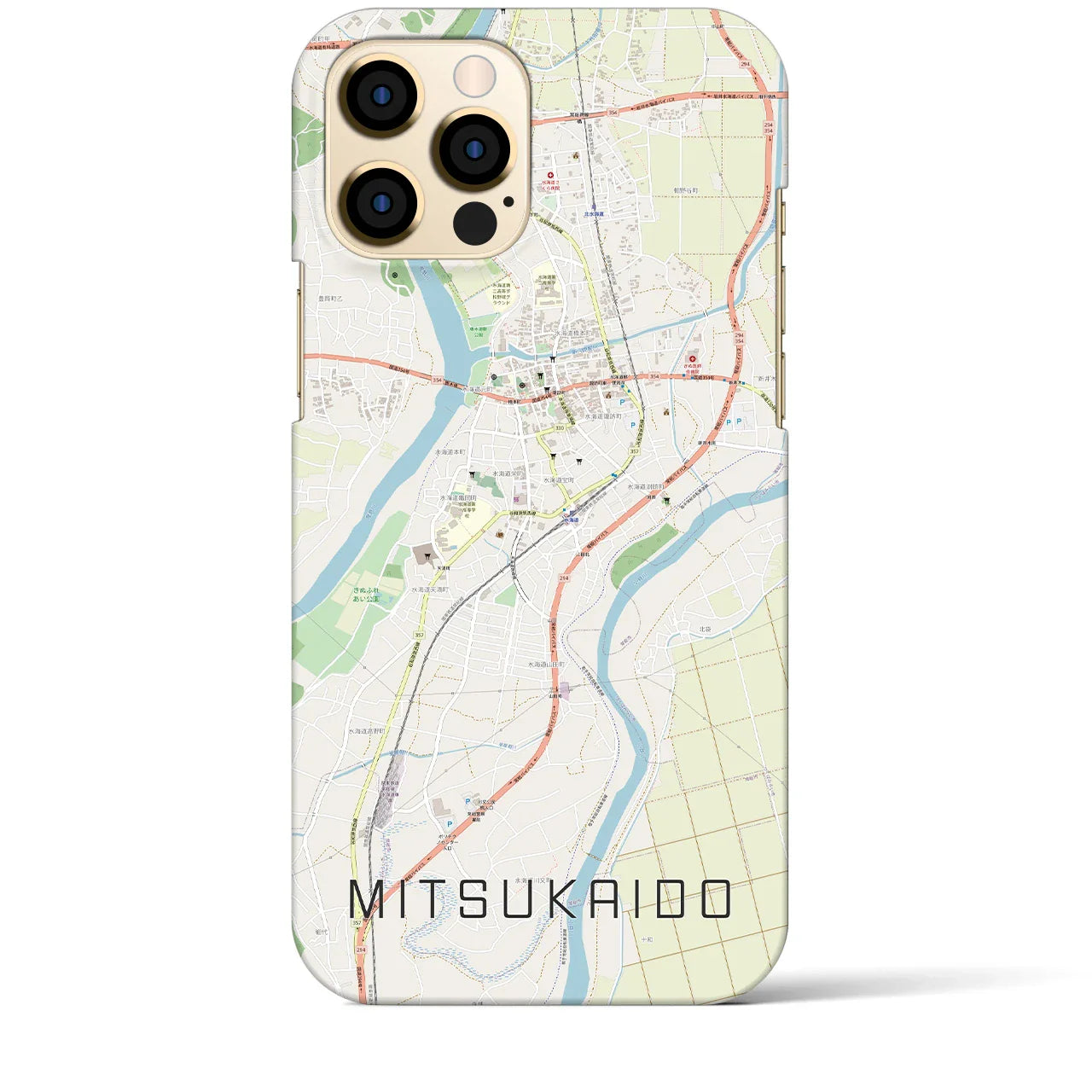 【水海道(茨城県)】地図柄iPhoneケース(バックカバータイプ)