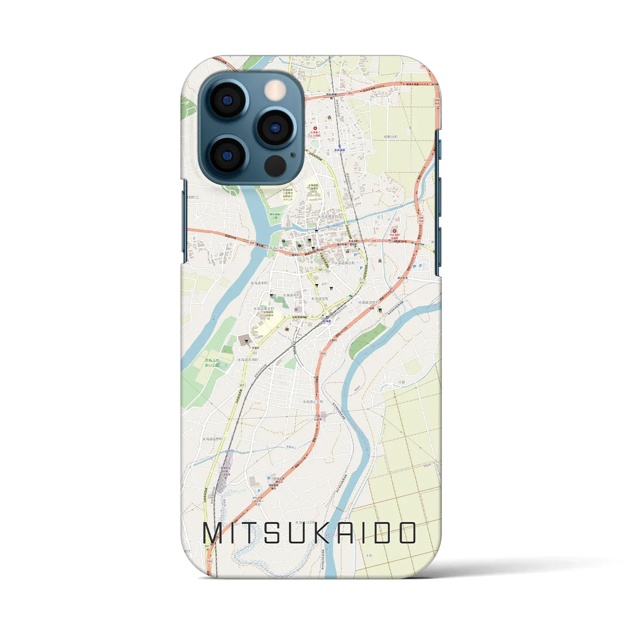 【水海道(茨城県)】地図柄iPhoneケース(バックカバータイプ)