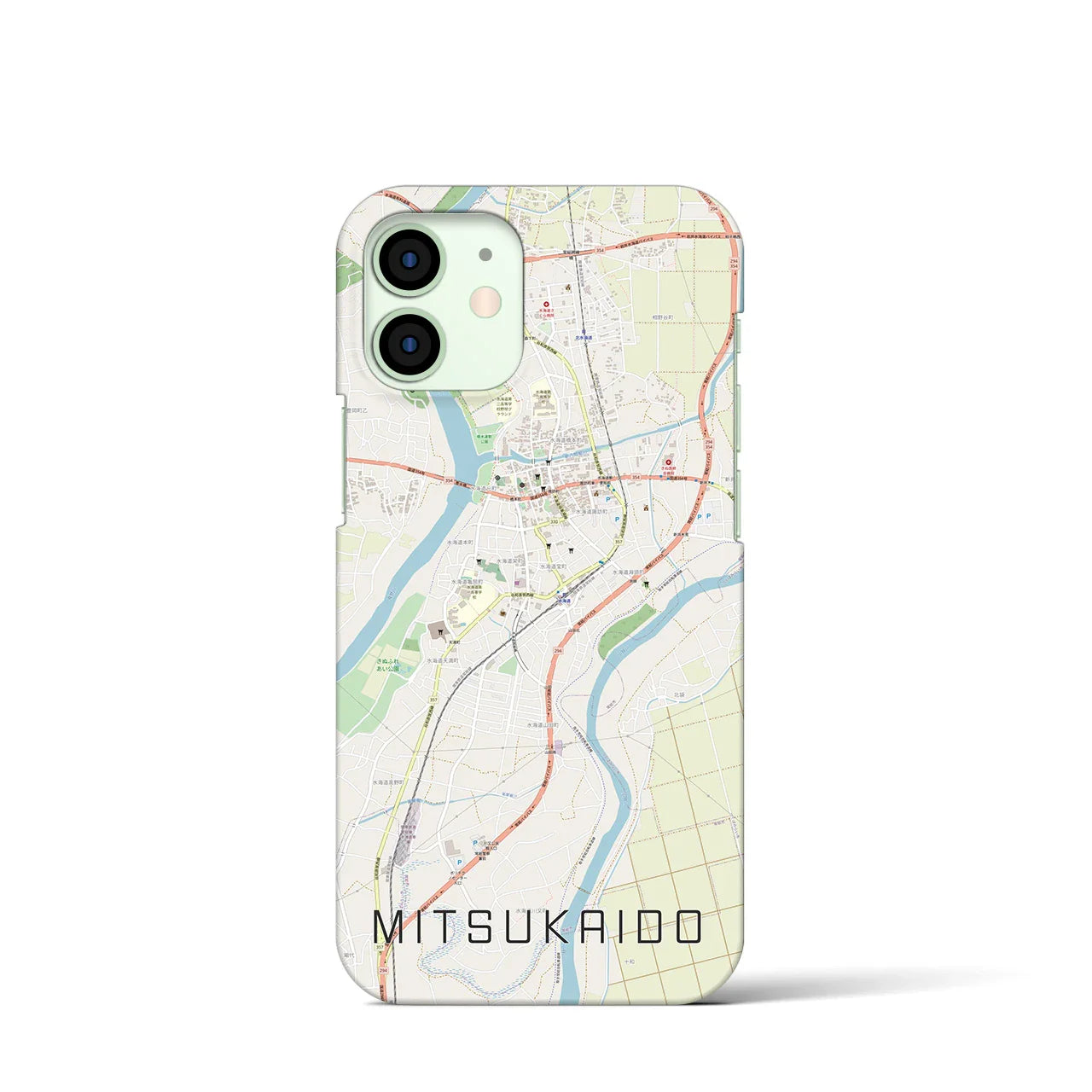 【水海道(茨城県)】地図柄iPhoneケース(バックカバータイプ)