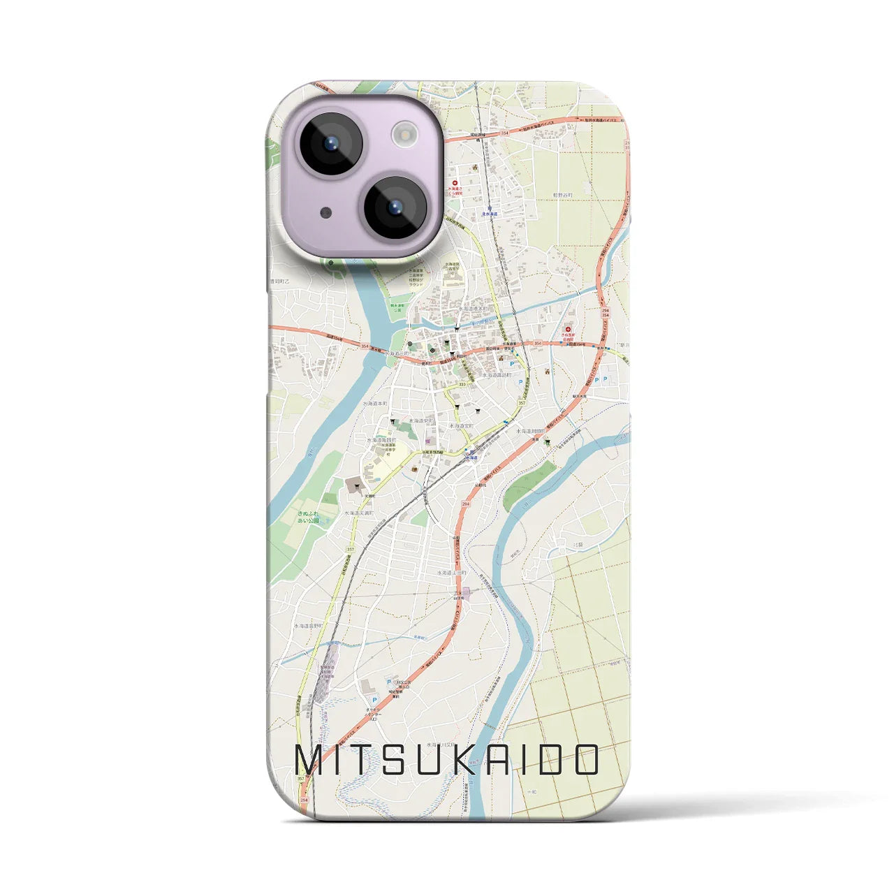 【水海道(茨城県)】地図柄iPhoneケース(バックカバータイプ)