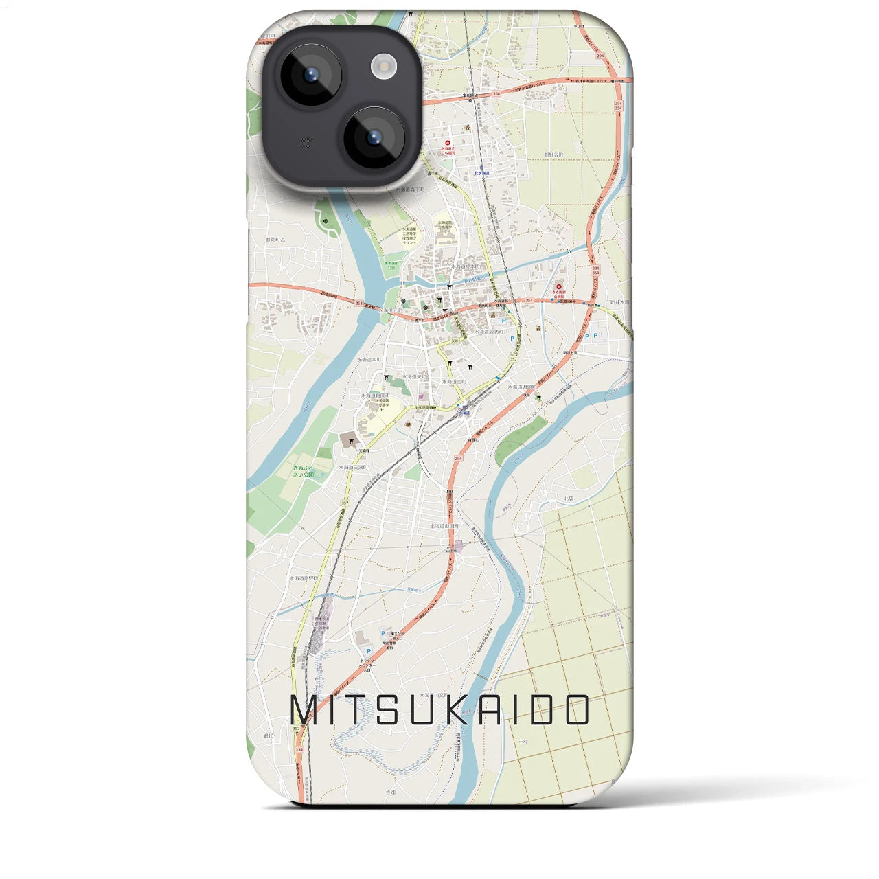 【水海道(茨城県)】地図柄iPhoneケース(バックカバータイプ)