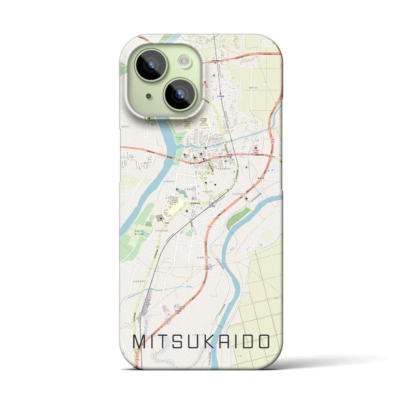 【水海道(茨城県)】地図柄iPhoneケース(バックカバータイプ)