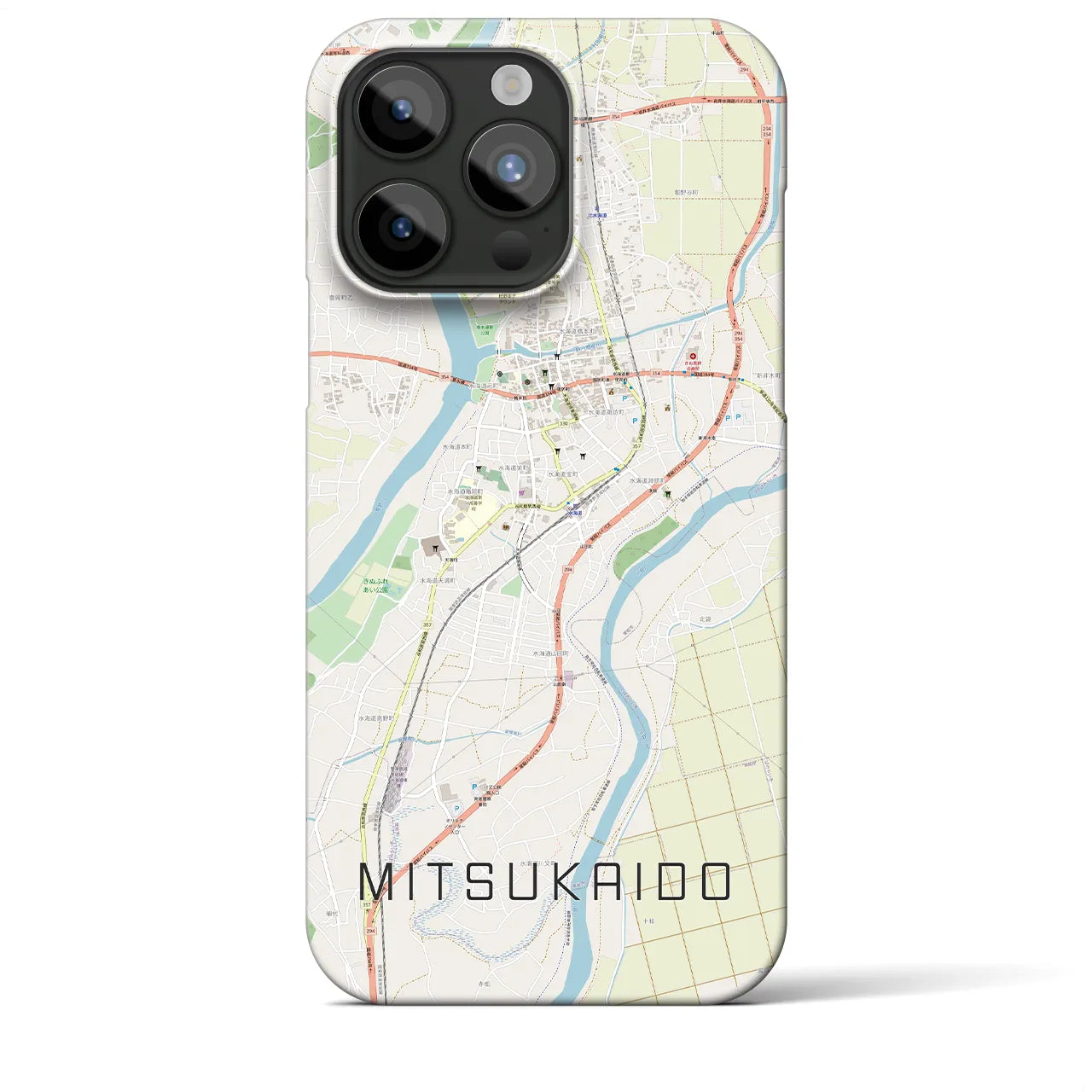 【水海道(茨城県)】地図柄iPhoneケース(バックカバータイプ)
