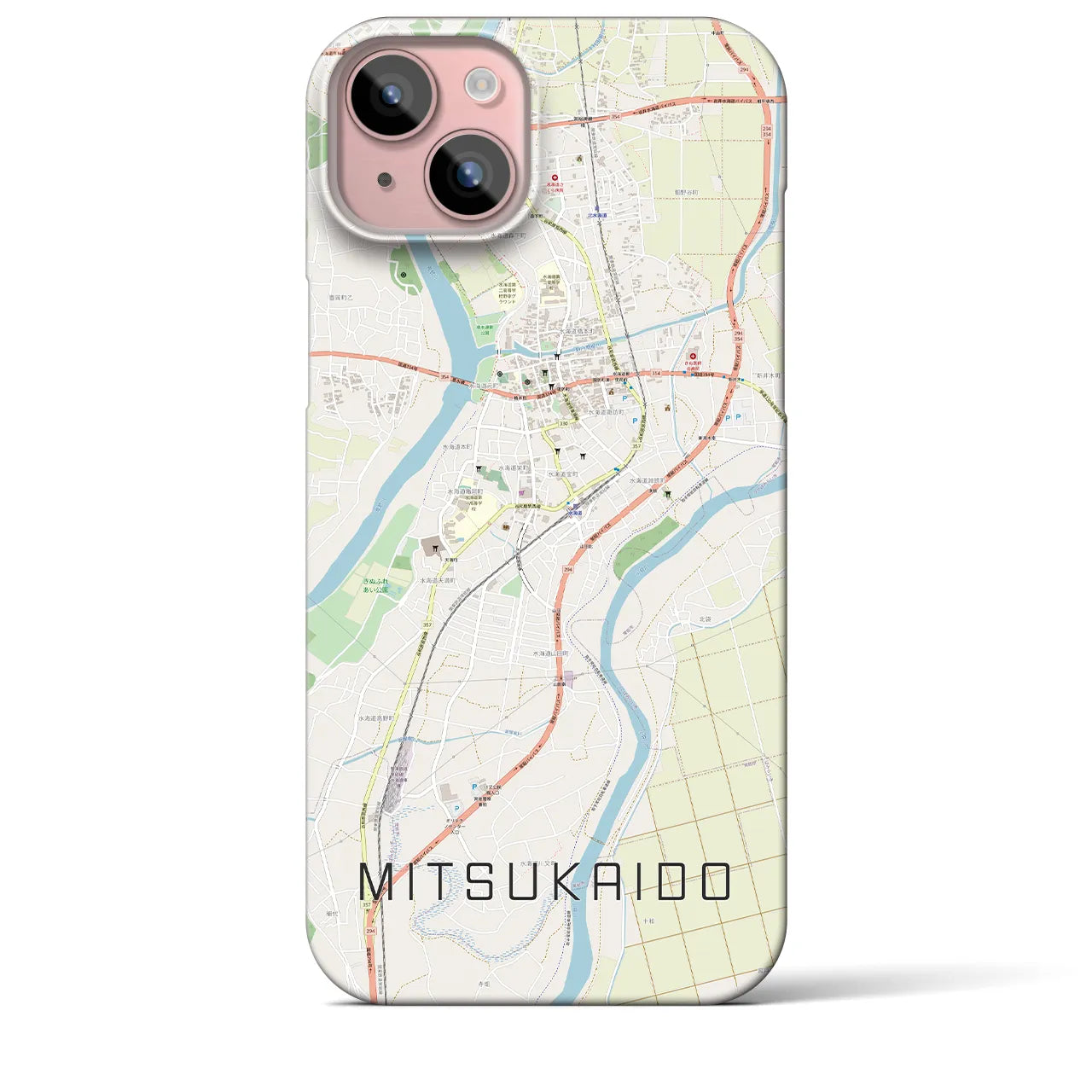 【水海道(茨城県)】地図柄iPhoneケース(バックカバータイプ)