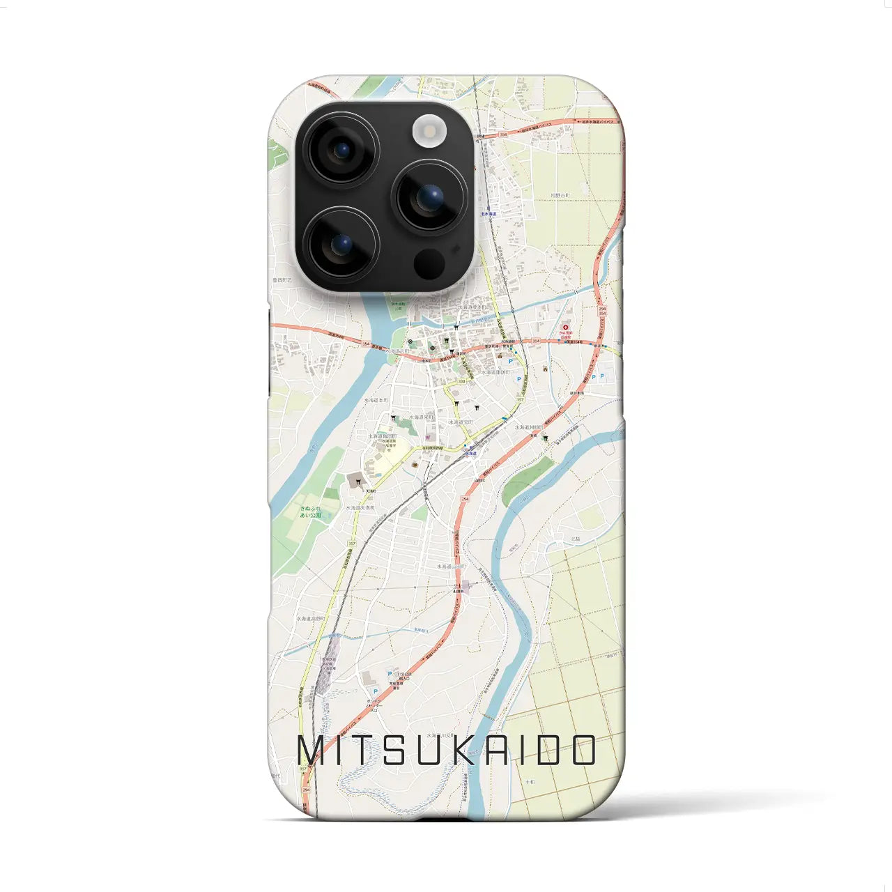 【水海道(茨城県)】地図柄iPhoneケース(バックカバータイプ)
