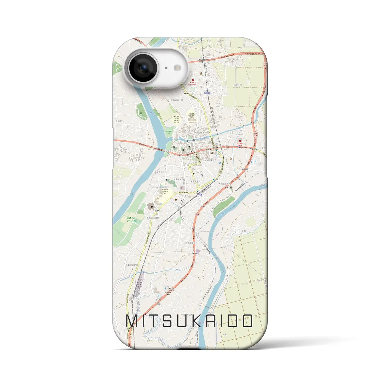 【水海道(茨城県)】地図柄iPhoneケース(バックカバータイプ)