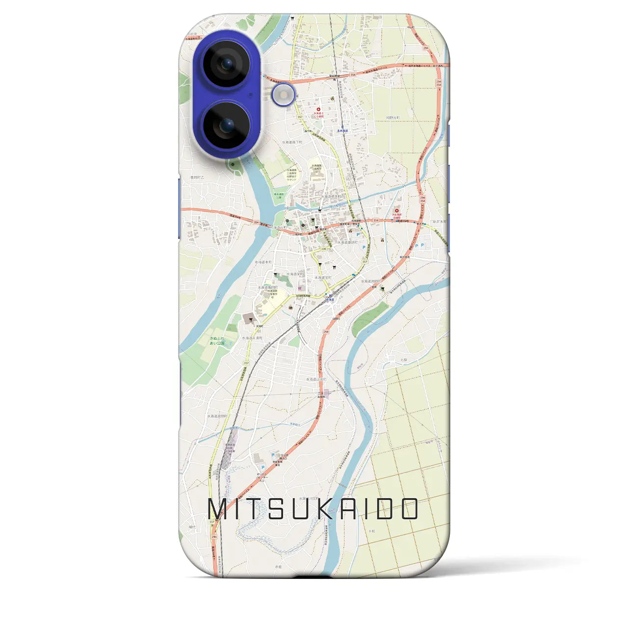 【水海道(茨城県)】地図柄iPhoneケース(バックカバータイプ)