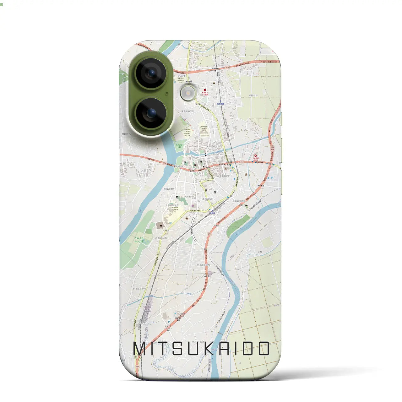【水海道(茨城県)】地図柄iPhoneケース(バックカバータイプ)ナチュラル・iPhone 17 Pro Max 用