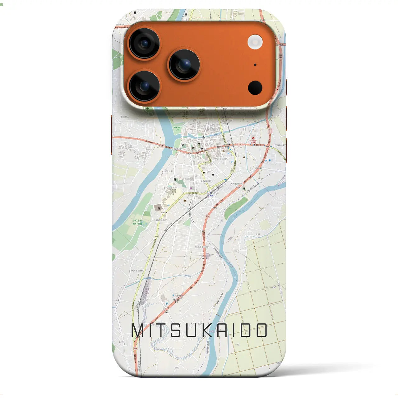 【水海道(茨城県)】地図柄iPhoneケース(バックカバータイプ)