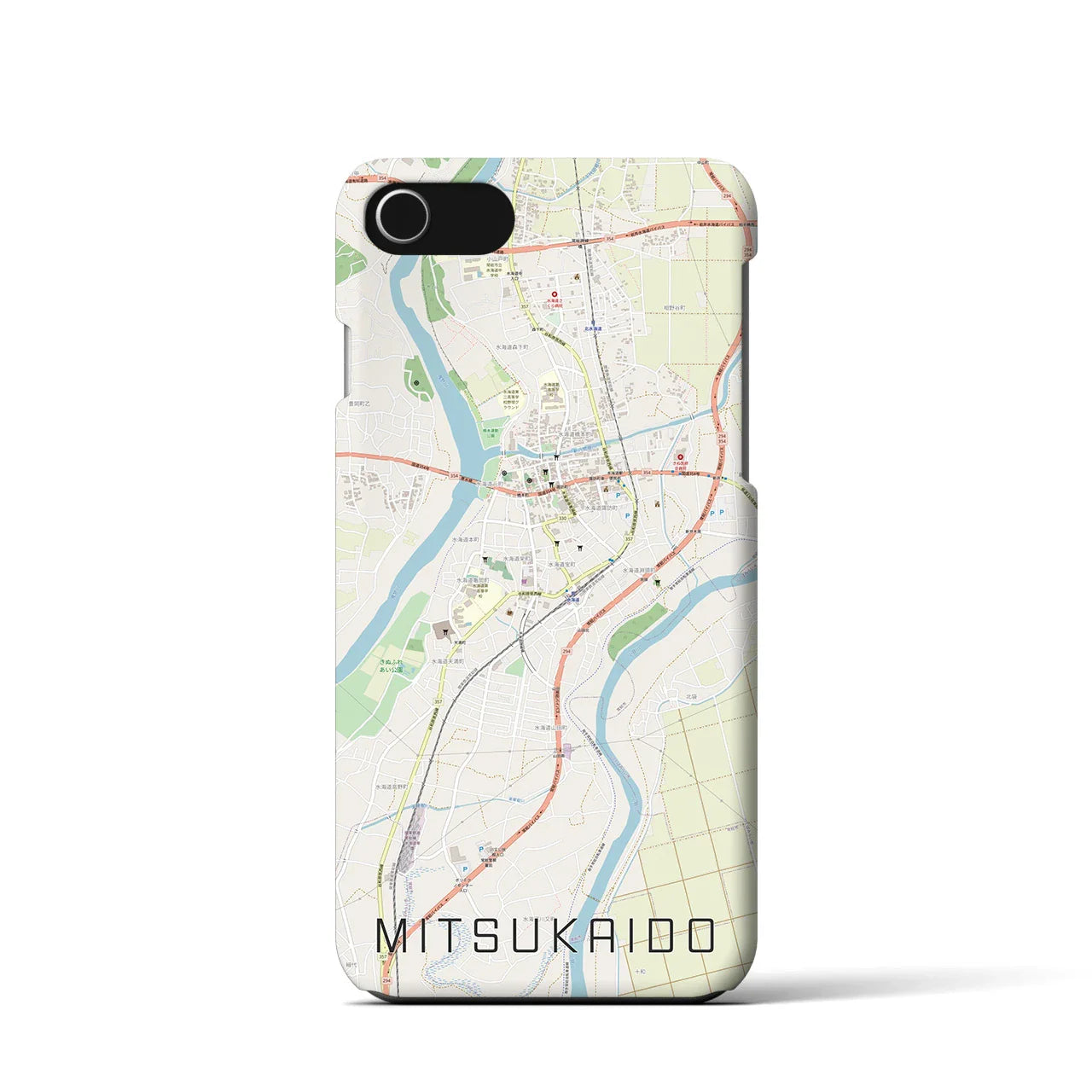 【水海道(茨城県)】地図柄iPhoneケース(バックカバータイプ)