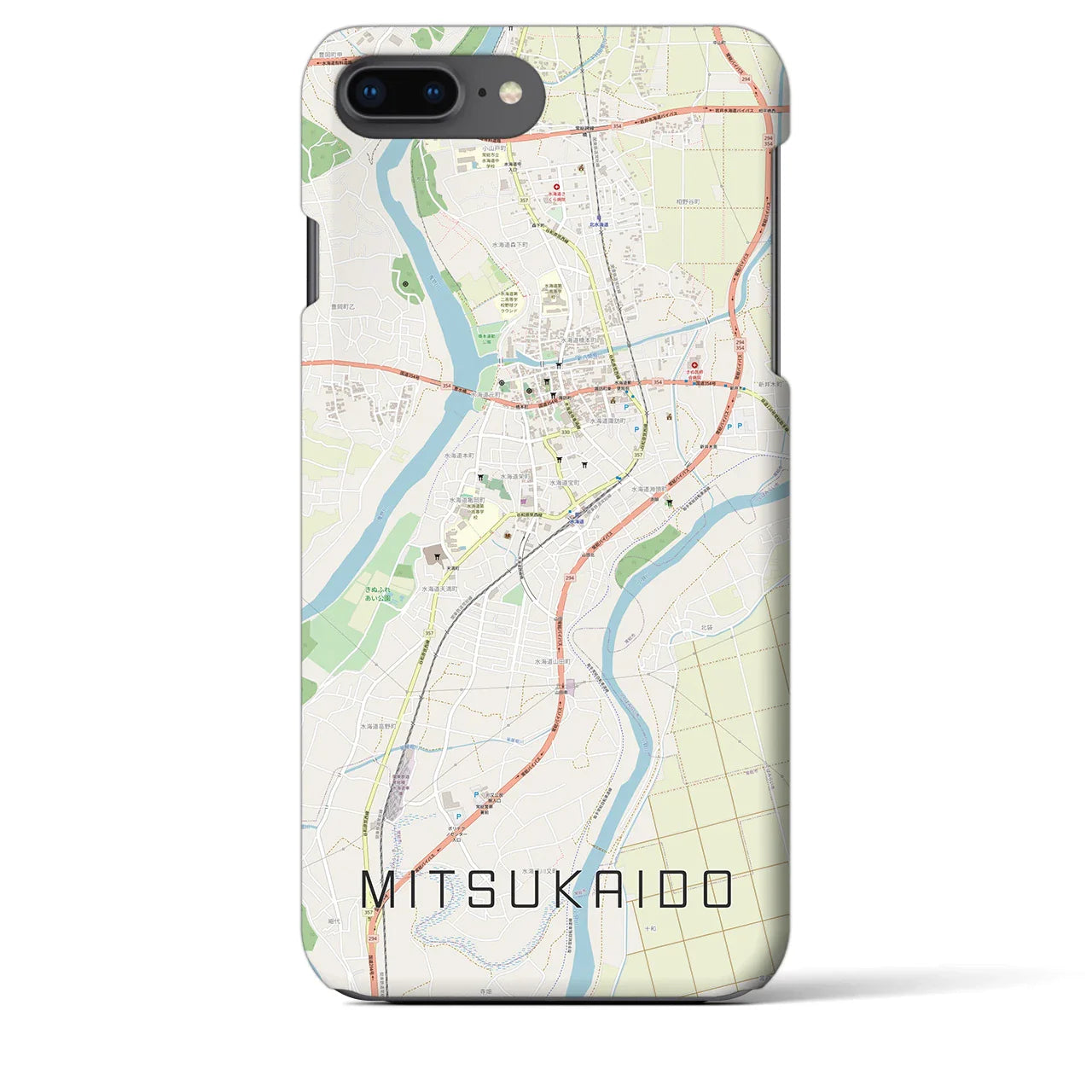 【水海道(茨城県)】地図柄iPhoneケース(バックカバータイプ)