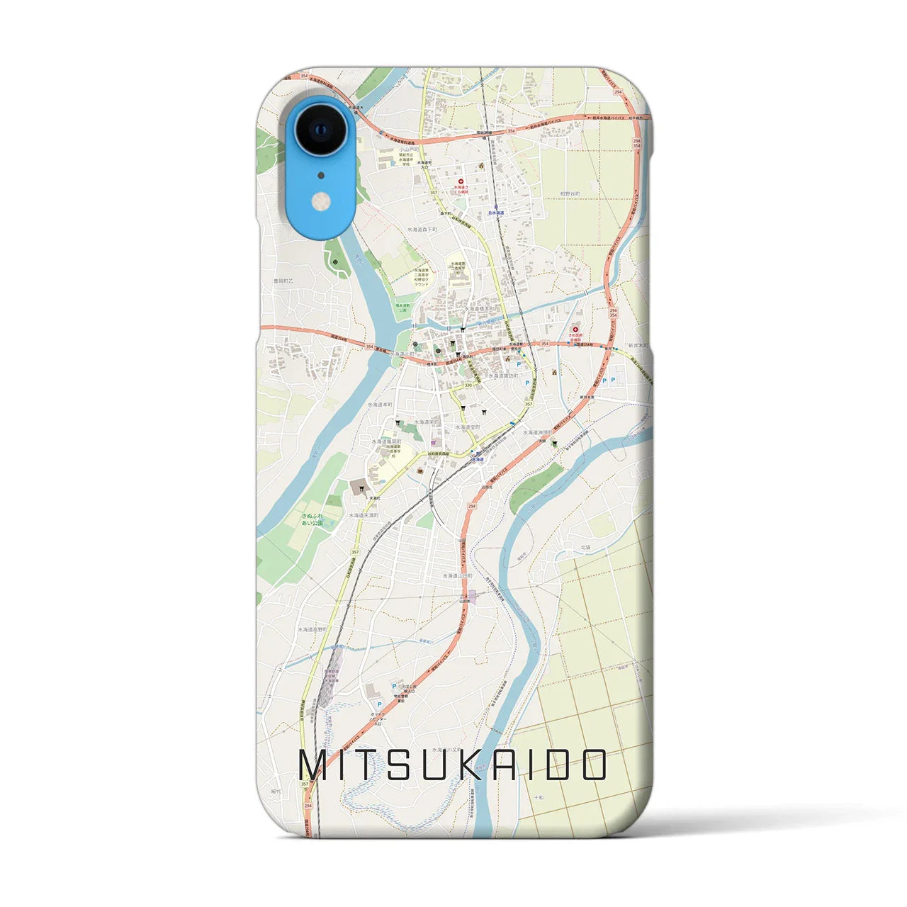 【水海道(茨城県)】地図柄iPhoneケース(バックカバータイプ)