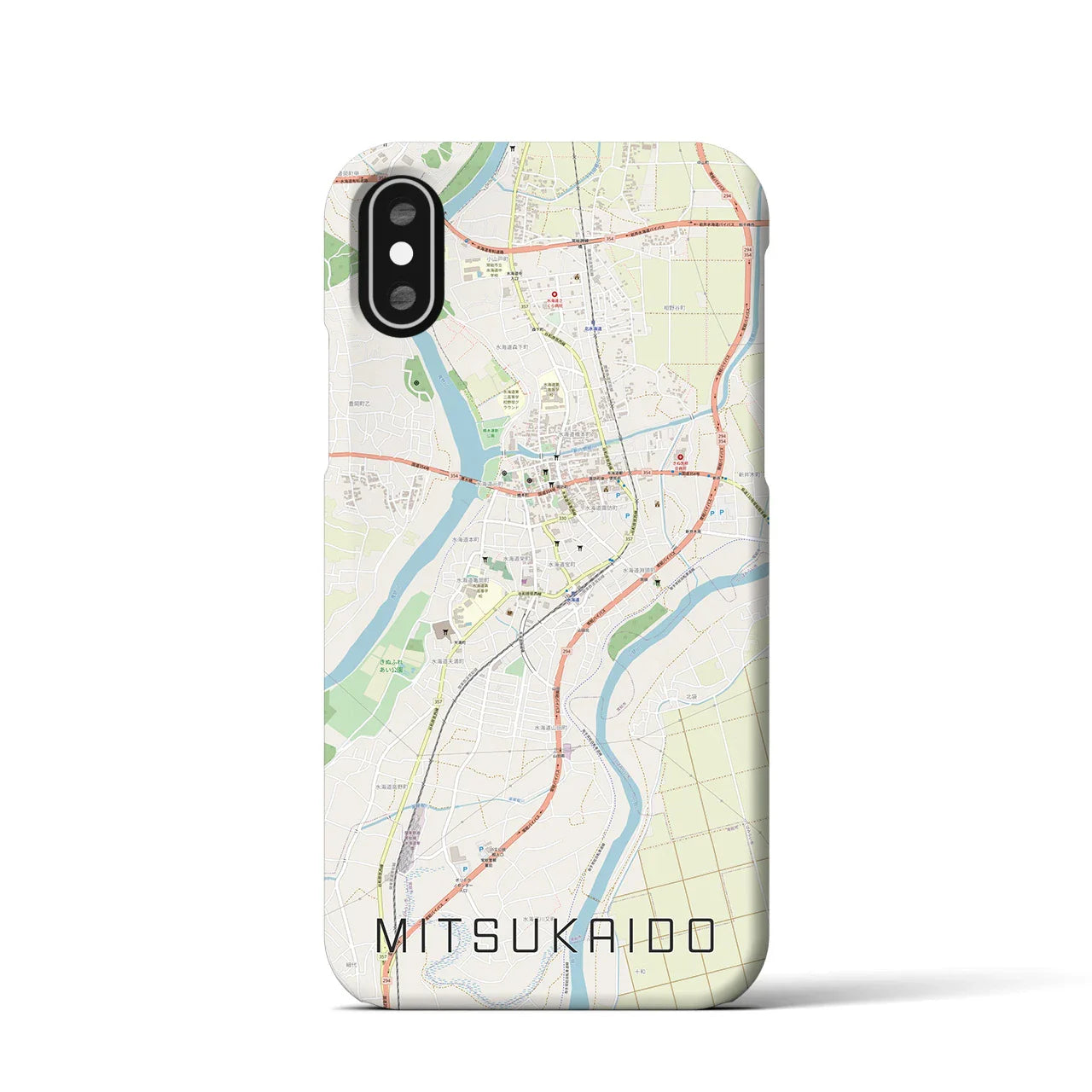 【水海道(茨城県)】地図柄iPhoneケース(バックカバータイプ)