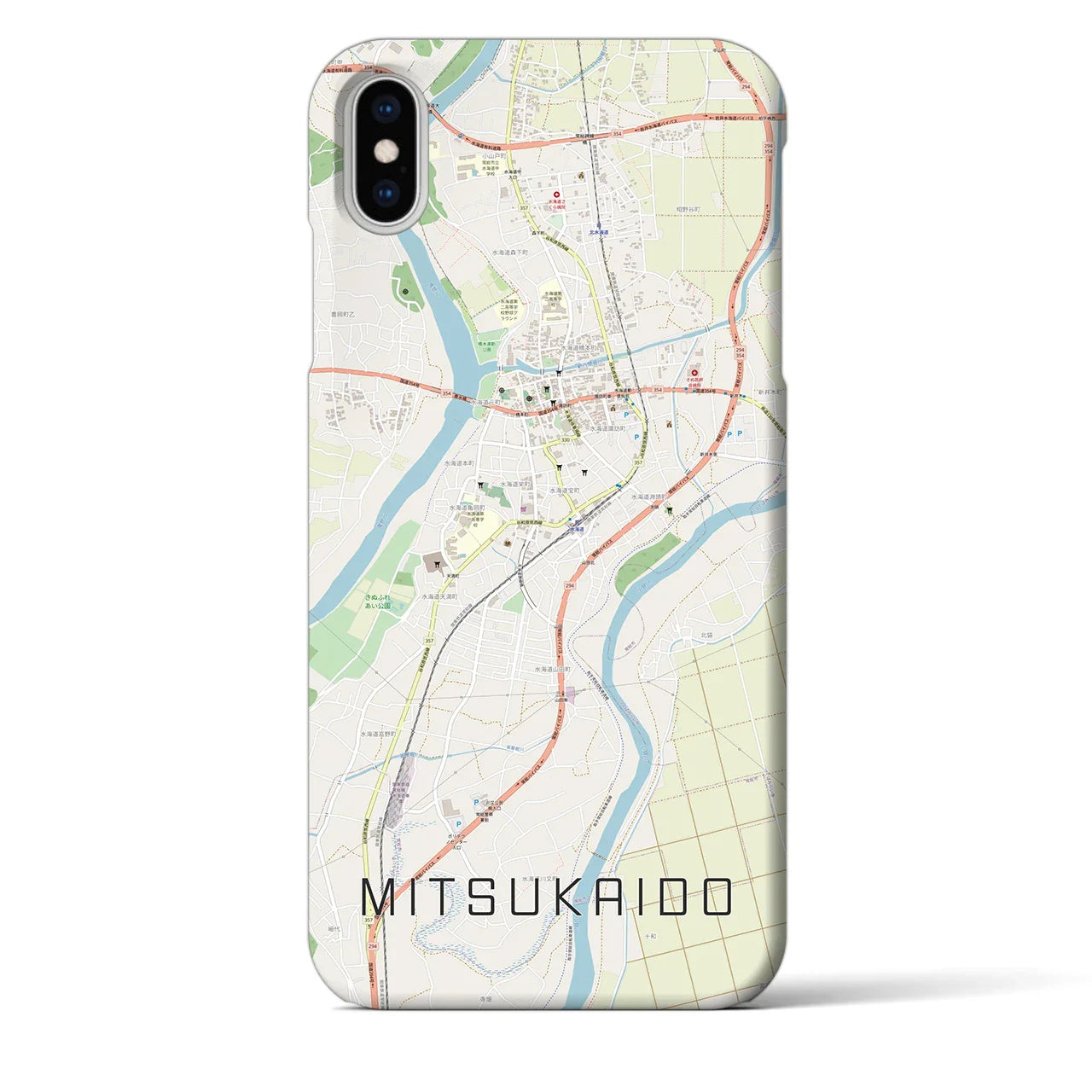 【水海道(茨城県)】地図柄iPhoneケース(バックカバータイプ)