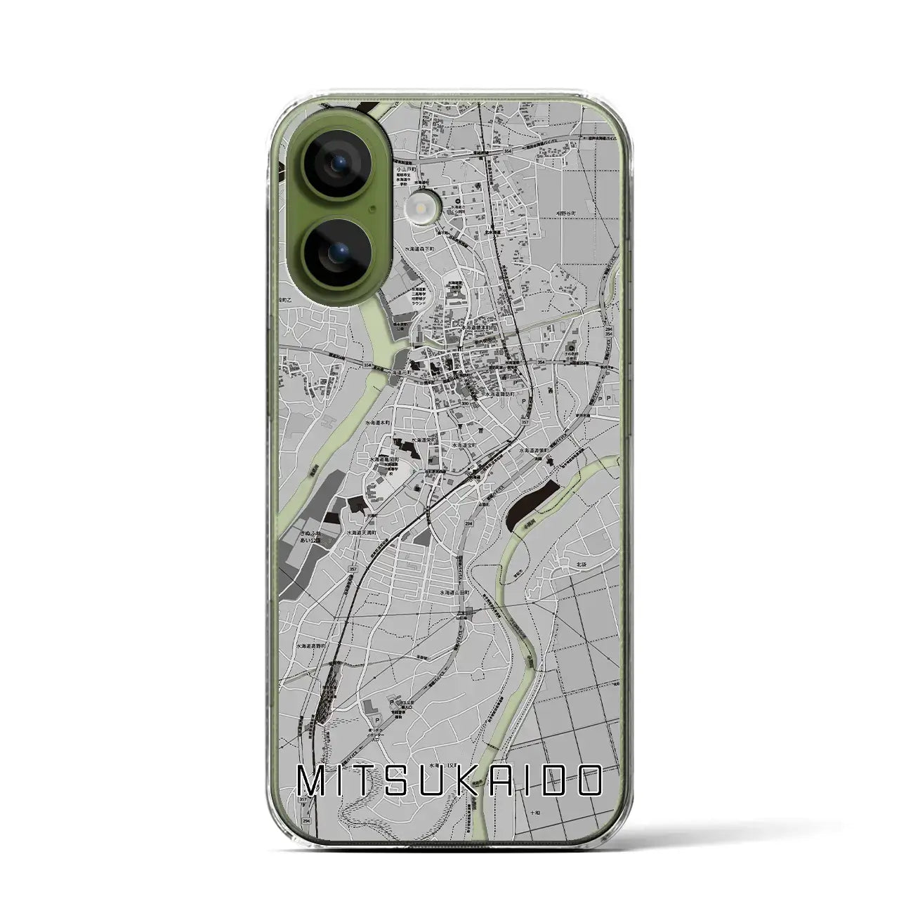 【水海道(茨城県)】地図柄iPhoneケース(クリアタイプ)