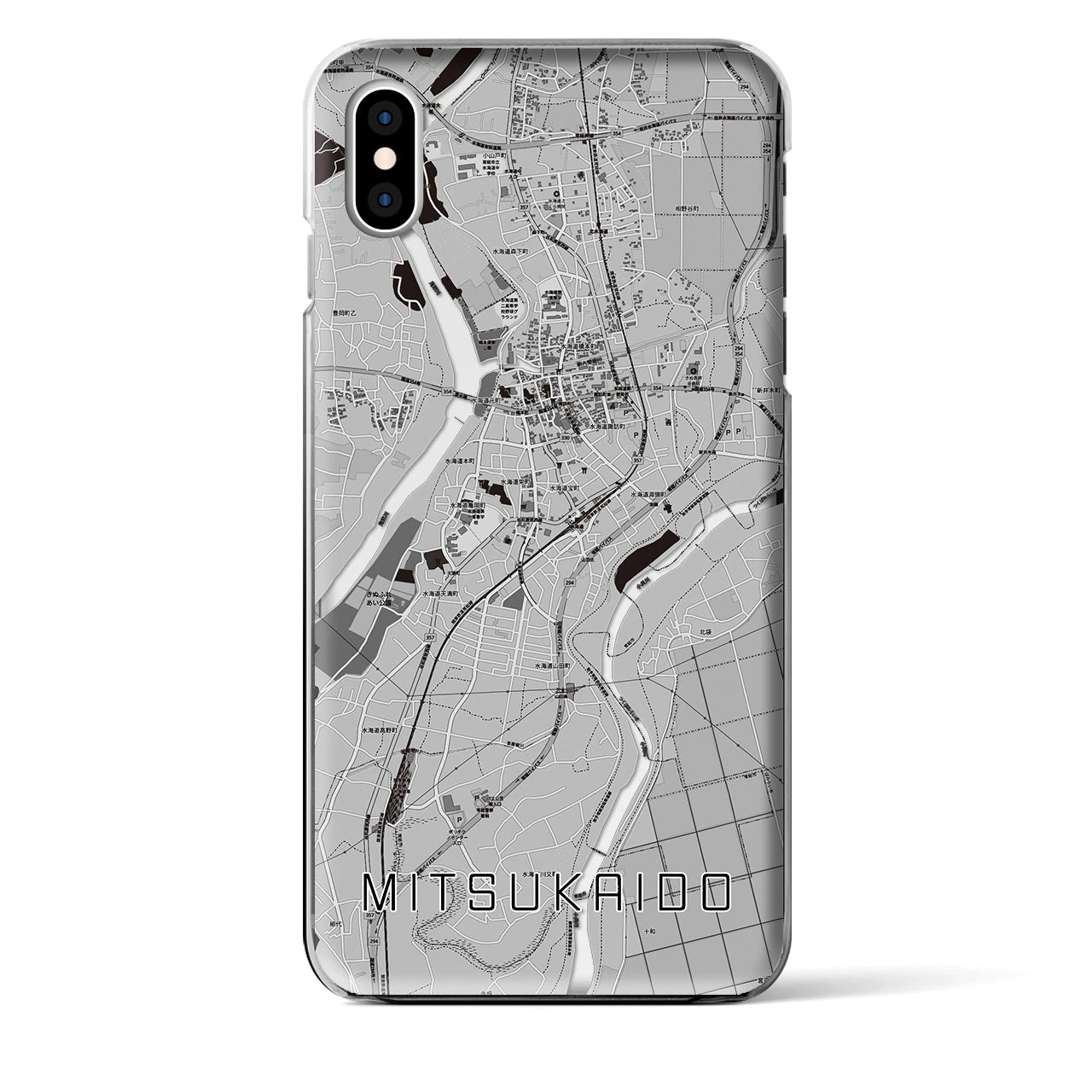 【水海道(茨城県)】地図柄iPhoneケース(クリアタイプ)