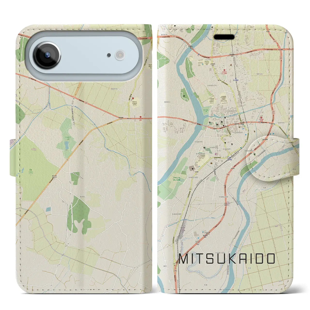 【水海道(茨城県)】地図柄iPhoneケース(手帳タイプ)