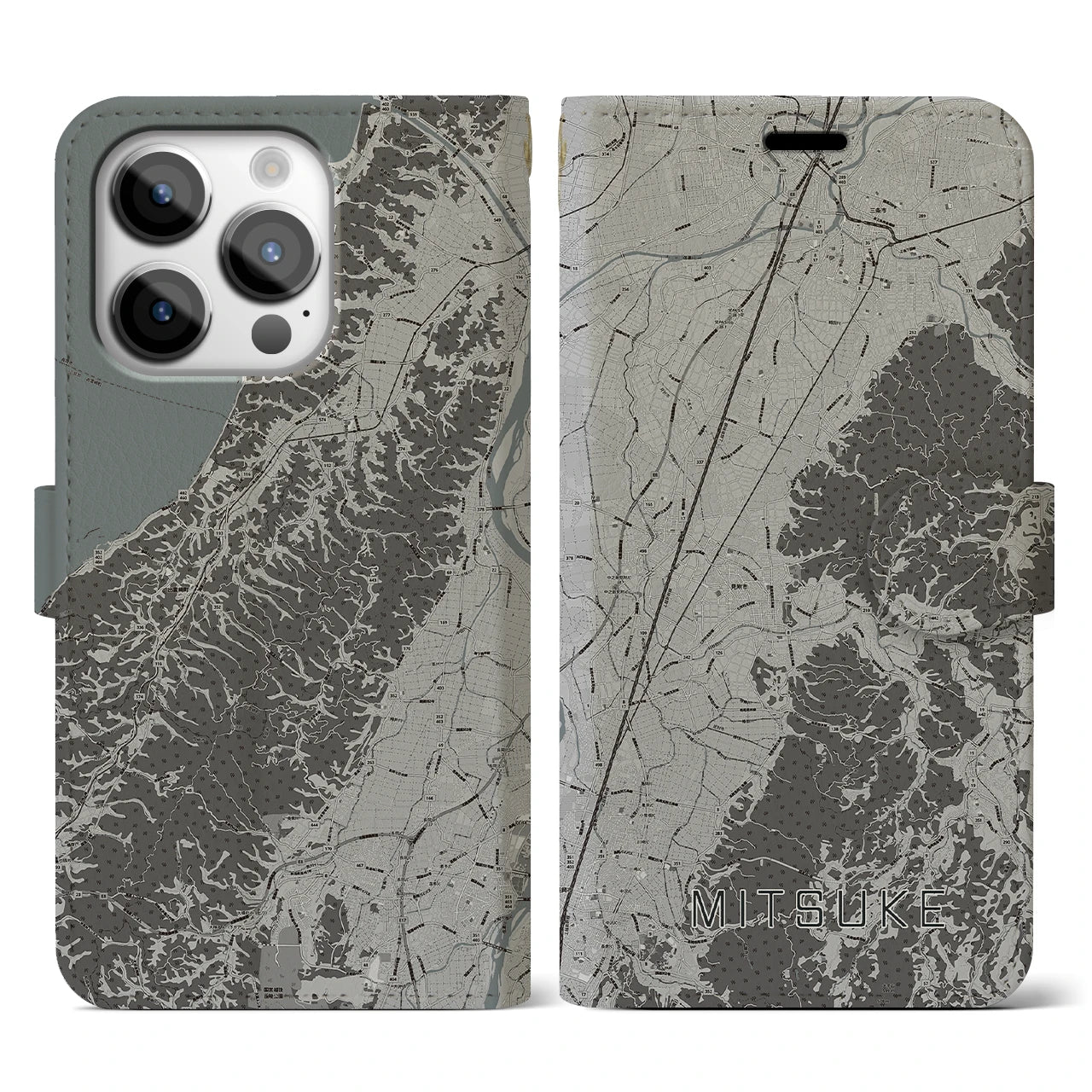 【見附(新潟県)】地図柄iPhoneケース(手帳タイプ)