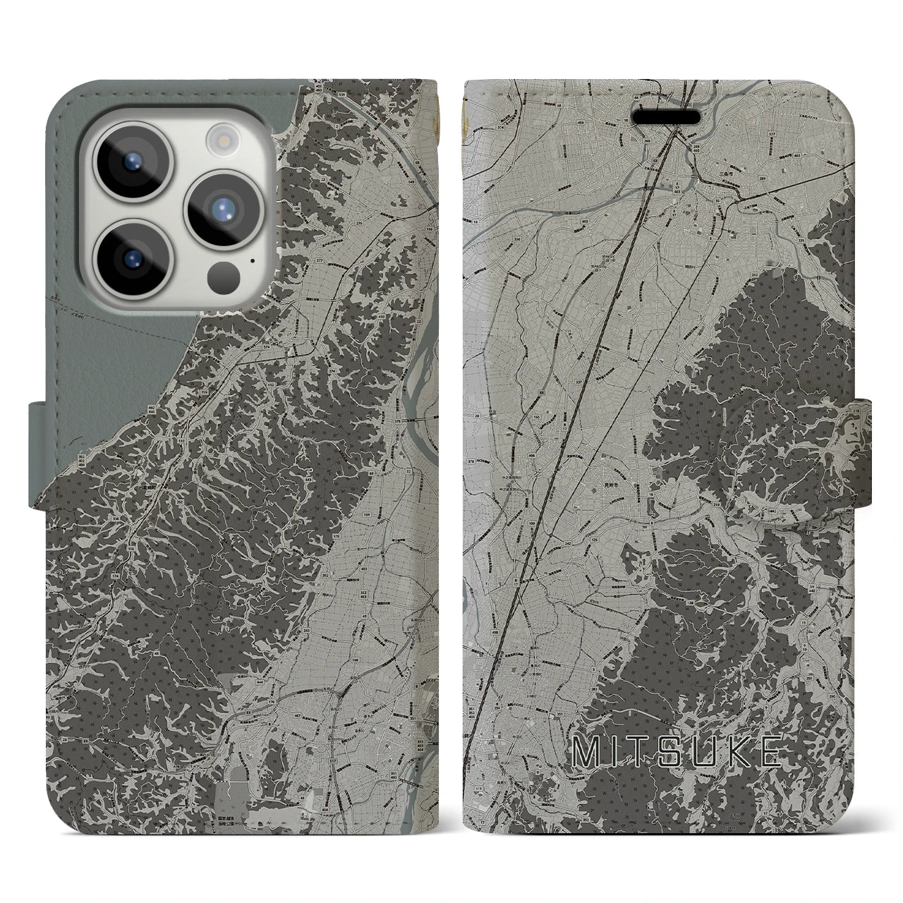 【見附(新潟県)】地図柄iPhoneケース(手帳タイプ)